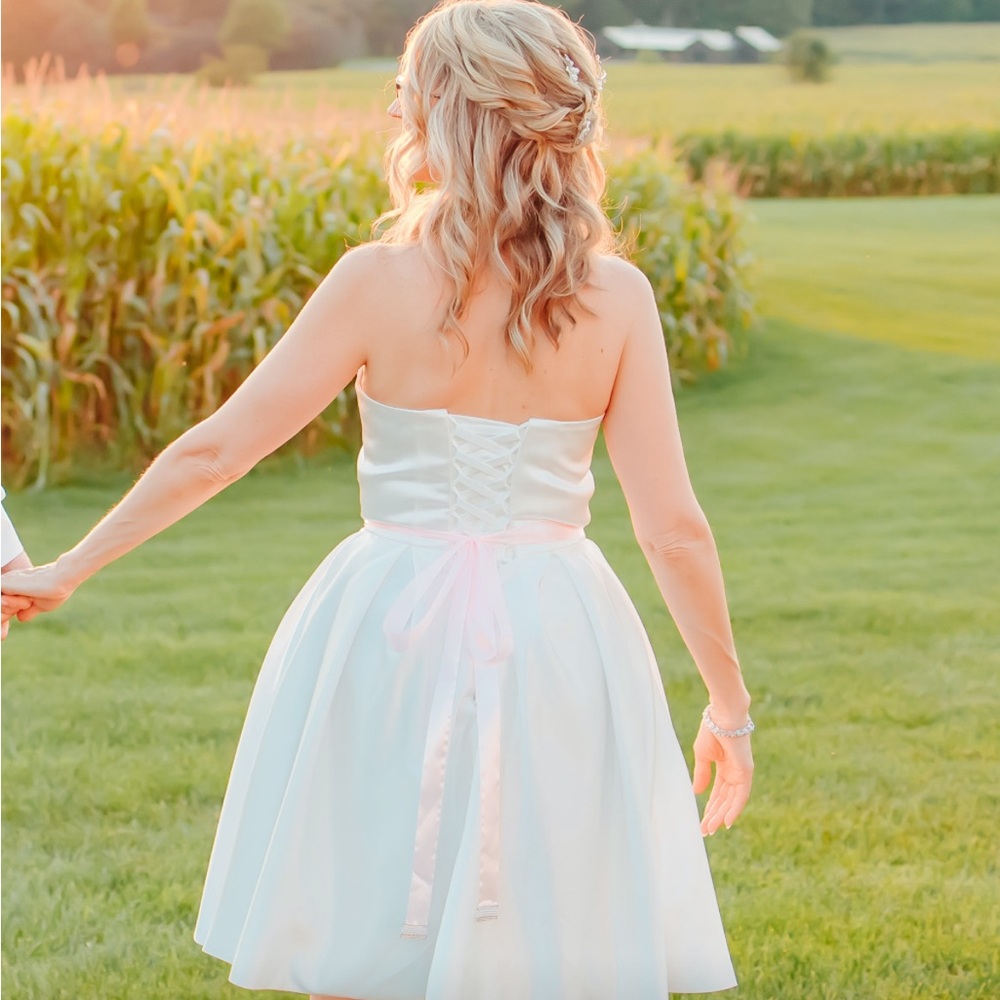 White satin reception/bridal shower/bachelorette party dress - Picture 2 of 5
